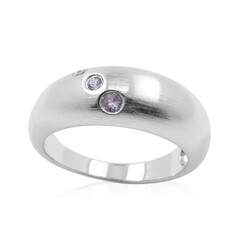 Bague en argent et Saphir pourpre de Ceylan non chauffé