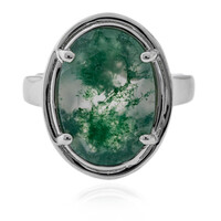 Bague en argent et Agate mousse