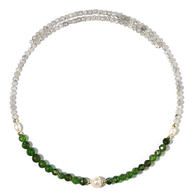 Collier ras du cou en acier et Perle blanche de culture d'eau douce (Riya)