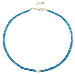 Collier en argent et Apatite bleu néon (Riya)