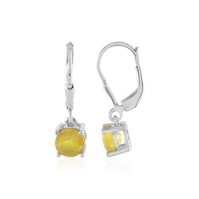 Boucles d'oreilles en argent et Saphir jaune de Madagascar