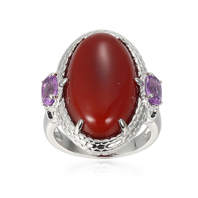 Bague en argent et Agate rouge