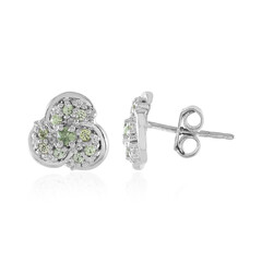 Boucles d'oreilles en argent et Saphir vert