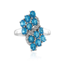 Bague en argent et Apatite bleu néon