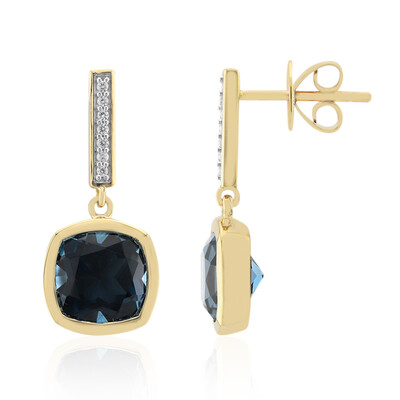 Boucles d'oreilles en or et Topaze bleu de Londres