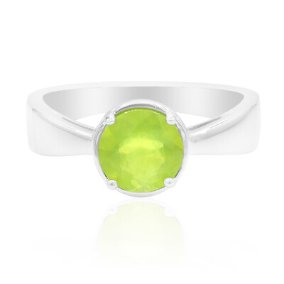 Bague en argent et Opale verte du Brésil