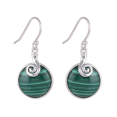 Boucles d'oreilles en argent et Malachite