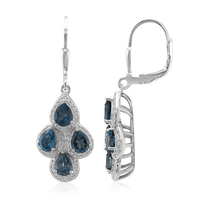 Boucles d'oreilles en argent et Topaze bleu de Londres