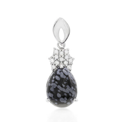 Pendentif en argent et Obsidienne Flocon-de-Neige