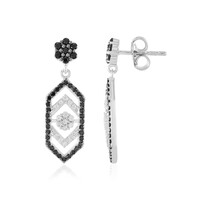 Boucles d'oreilles en argent et Spinelle noir