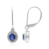 Boucles d'oreilles en or et Saphir bleu de Ceylan