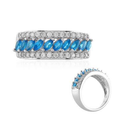 Bague en argent et Apatite bleu néon