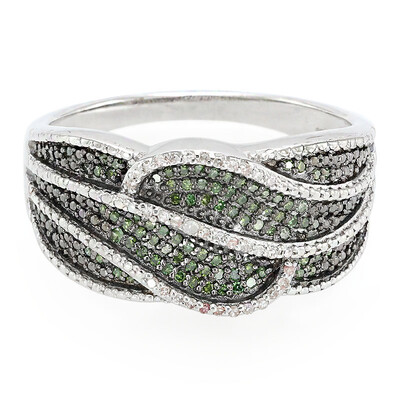 Bague en argent et Diamant vert émeraude