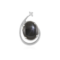 Pendentif en argent et Saphir étoilé noir