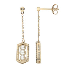 Boucles d'oreilles en or et Perle blanche de culture d'eau douce