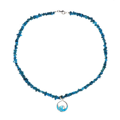 Collier en argent et Apatite bleu néon (Riya)