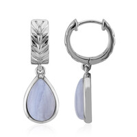 Boucles d'oreilles en argent et Agate zonée bleue (TPC)