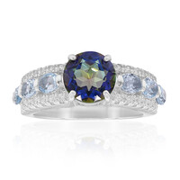 Bague en argent et Quartz mystique bleu