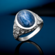 Bague pour homme en argent et Kyanite du Népal