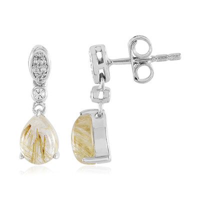 Boucles d'oreilles en argent et Quartz rutile (Cheveux de Vénus)