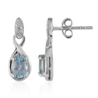 Boucles d'oreilles en argent et Topaze bleu ciel