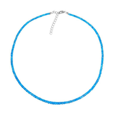 Collier en argent et Apatite bleu néon