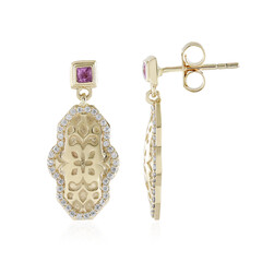 Boucles d'oreilles en or et Saphir rose de Ceylan