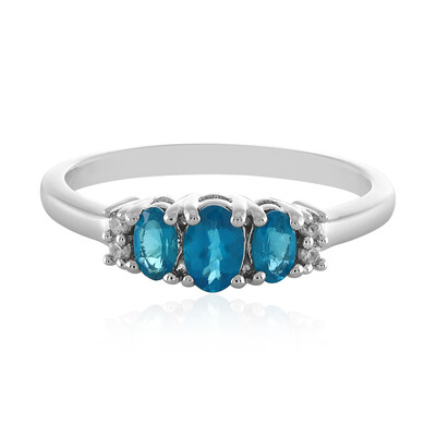 Bague en argent et Apatite bleu néon