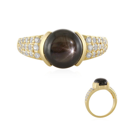 Bague en argent et Saphir étoilé noir