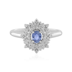 Bague en argent et Saphir bleu de Ceylan non chauffé