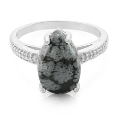 Bague en argent et Obsidienne Flocon-de-Neige