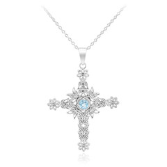 Collier en argent et Topaze bleu ciel