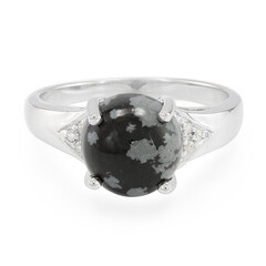 Bague en argent et Obsidienne Flocon-de-Neige