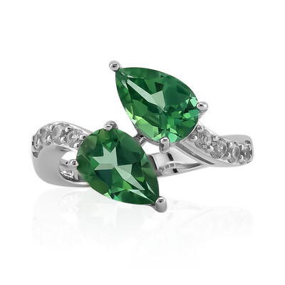 Bague en argent et Topaze vert papillon