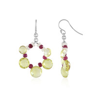 Boucles d'oreilles en argent et Rubis