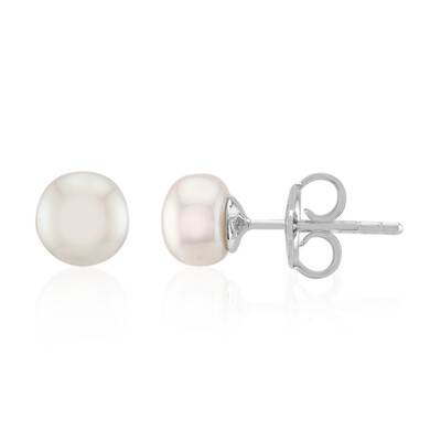 Boucles d'oreilles en argent et Perle blanche de culture d'eau douce (TPC)