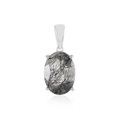 Pendentif en argent et Quartz rutile noir