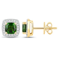 Boucles d'oreilles en or et Diopside de Russie