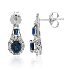 Boucles d'oreilles en or et Saphir bleu de Ceylan