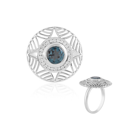 Bague en or et Topaze bleu de Londres (Ornaments by de Melo)