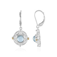 Boucles d'oreilles en argent et Aigue-marine (Granulieren)