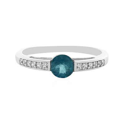 Bague en argent et Fluorite bleu pétrole de Belgique