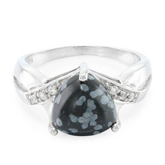 Bague en argent et Obsidienne Flocon-de-Neige