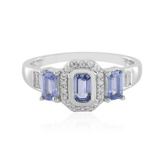 Bague en argent et Saphir bleu de Ceylan