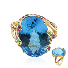 Bague en or et Topaze bleu Suisse (CIRARI)