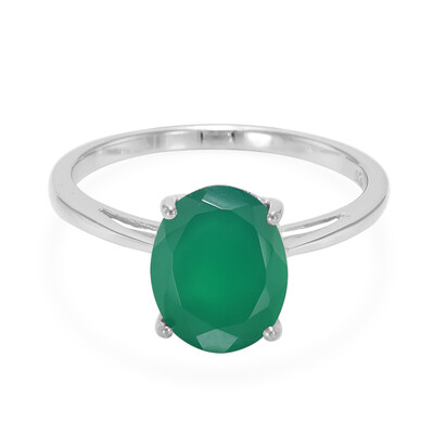 Bague en argent et Calcédoine verte