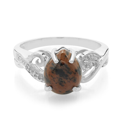 Bague en argent et Obsidienne acajou