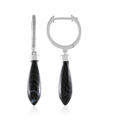 Boucles d'oreilles en argent et Agate noire (MONOSONO COLLECTION)