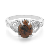 Bague en argent et Obsidienne acajou