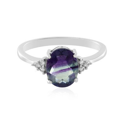 Bague en argent et Fluorite multicolore